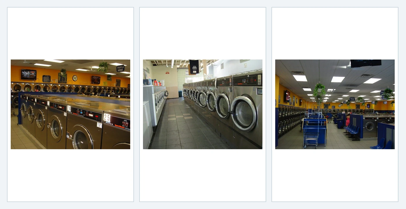 coin laundry machine mix planning: Coin-operated laundromat washer and dryer examples